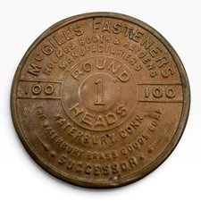 McGill's Fasteners No. 1 Brass Paper Fasteners Vintage EMPTY Advertising Tin Box picture