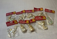 Set of 9 Vintage Iridescent Christmas Ornaments Deer Violin Angels Family Dollar picture