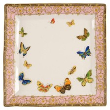 Grace's Teaware Pink Butterfly Square Salad Dessert Plate 10584216 picture