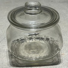 RARE VTG 1930'S PLANTERS PEANUTS GLASS FOOTBALL COUNTER JAR ORIGINAL  LID picture