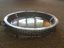 Vintage Ornate Silverplate Round Footed Casserole Dish Holder w/ Pyrex Dish picture