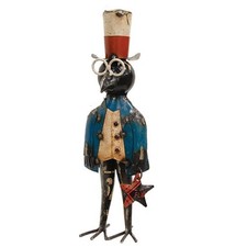 Primitive Recycled Metal Black Crow Patriot Americana Figure picture