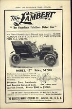 1906 PAPER AD CAR AUTO Lambert Model 5 Automobile Gearless Friction Drive picture
