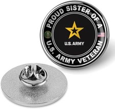 Proud Sister of a United States Armed Veteran Tie Suit Shirt Lapel Pin - Silver picture