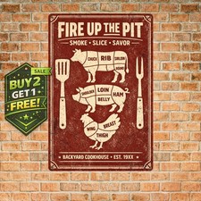 Rustic Smokehouse Farmhouse BBQ Metal Wall Art Tin Sign 8x12 picture