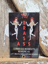 VINTAGE BROTHEL PORCELAIN SIGN OLD BRASS GENTELMANS CLUB CINCINNATI WOMEN BAR picture