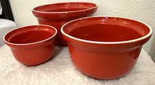Vintage Over and Back Set of 3 Nesting Bowls Stoneware Bright Red Made in Italy picture