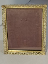 Gorgeous Vintage Gold Metal Filigree Ornate Lattice Mesh Picture Frame 8x10 picture