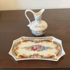 Antique Hand Painted Limoges Mini Small Vinegar Aceto Pitcher & Tray Art Nouveau picture