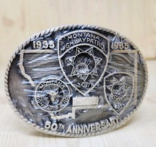 Vintage Montana Highway Patrol 50th Anniversary Belt Buckle (1985) NEW SEALED picture