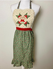 VTG 90s Gourmet Gallery Christmas NOEL Apron Quilted Bib Ruffle Trim NEW USA picture