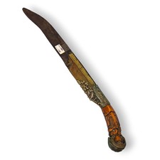Antique Sri Lankan Piha Kaetta Dagger Knife – Kandyan Gilt Inlaid Spine, Carved picture