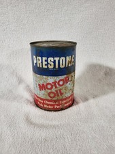 Rare Antique 1940s Prestone Synthetic Motor Oil Can 1 Qt FULL National Carbon Co picture