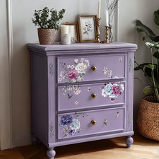 Floral Vintage Rub on Transfer for Furniture Large Flower UV DTF Transfer Sticke picture