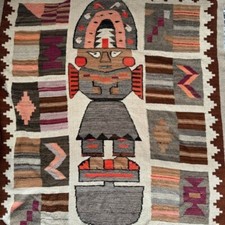 Vintage South American Inca Tumi Peruvian Wool Handwoven Rug Large picture