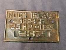 RARE Antique 1924-25 Rock Island, IL BOAT License Plate, Metal  picture