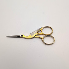 Solingen Germany Stork Embroidery Scissors Vintage Gold Tone Sewing picture