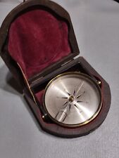 1800s ANTIQUE SURVEYING CLINOMETER BRASS COMPASS WOOD CASE picture