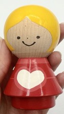 Vintage Danish Wood Girl Figurine Made in Denmark MCM Scandinavian Folk Art 3” picture
