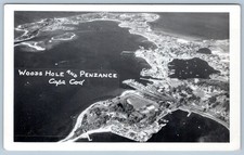 1940-50's RPPC AERIAL VIEW WOODS HOLE & PENZANCE CAPE COD REAL PHOTO POSTCARD picture