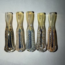 6ct DICRO GOLD FUMED FLAT MOUTH TOBACCO SMOKING PIPE CHILLUM ONE HITTER 3.4” picture