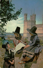Vintage Welsh Girls in Traditional Costume Postcard picture