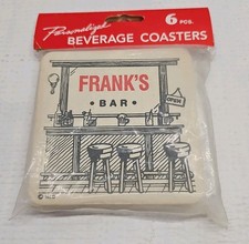 Personalized Beverage Coasters Frank's Bar Beer Drinks Pack of 6 New NOS Coaster picture