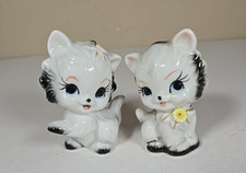 Vintage Ceramic Anthropomorphic Big Eye Kitten Figurines Mid Century Japanese picture