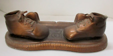 Vintage Copper Bronze Baby Shoes On Base Picture Frame Holder picture
