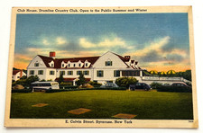 Syracuse NY Drumlins Country Club Clubhouse Linen Postcard E Colvin St Unposted picture