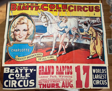 Vintage Clyde Beatty Cole Bros Circus Poster Grand Rapids Michigan Bareback Ride picture