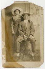 African American Classy Couple 1910 Confident Black Man Cigar Gangster Don RPPC picture