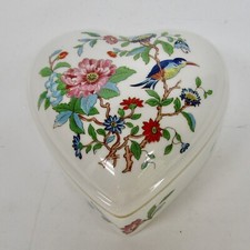 Aynsley Pembroke heart trinket box birds flowers bone china colorful England picture