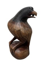 Vintage Hand Carved Wooden Eagle Bird Of Prey Sculpture picture