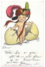 Dwig Signed Egg Baby Novelty Postcard c1908 Charles Rose Artist Signed picture
