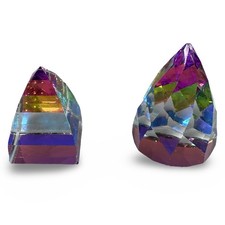Swarovski Rainbow Cone Rio and Pyramid Vitrail Crystal Paperweight Set 2 READ picture