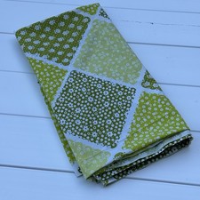 Vintage King Flat Sheet Avocado Green Floral Mod 70s Flower Power Retro Bedding picture