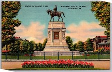 Statue of Robert E. Lee Monument Allen Aves Richmond Virginia Postcard PC305 picture