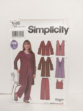 Simplicity 5486 Jacket Vest Top Pants 8 1/2-16 1/2 Girls Easy Sew Wright Uncut picture