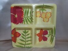 Summer Living 12 inch 4 Slot Serving Tray Platter Square Yellow Flowers picture