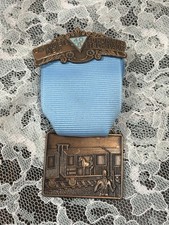 Vintage American Legion 40 & 8 Fraternal Medal Ribbon Boxcar WWI Theme Taiwan picture