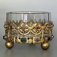 Ormolu Jeweled Open Master Salt Cellar Vintage picture