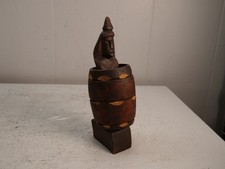 Vintage 1950s Naked Man In Wooden Barrel Humor Gag Gift - 2 Pieces picture