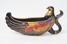 Egyptian Revival Horus Falcon Boat Bowl Centerpiece Dish Vessel picture
