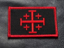 JERUSALEM CROSS INFIDEL CRUSADER EMBROIDERED HOOK PATCH  picture