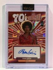 2026 Wild Card Decades Pam Grier Holofoil Auto 1/1 & 1/1 red glitter-2 card lot picture