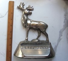 Antique Newfoundland Canada Bull Caribou Bookend Doorstop Nickel Plate Cast Iron picture