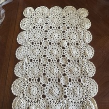 3  VTG Hand Crochet Off White Doily Table Topper Cotton picture
