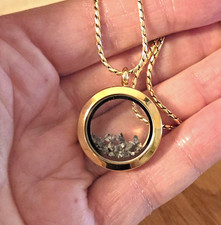 18k Gold Moon Rock Locket, Lunar Meteorite Necklace Jewelry w/ Authenticity Card picture