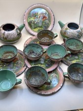 LOT 1930s Walt Disney Tin Cups Plates Teapots PINOCCHIO JIMINY FIGARO BLUE FAIRY picture